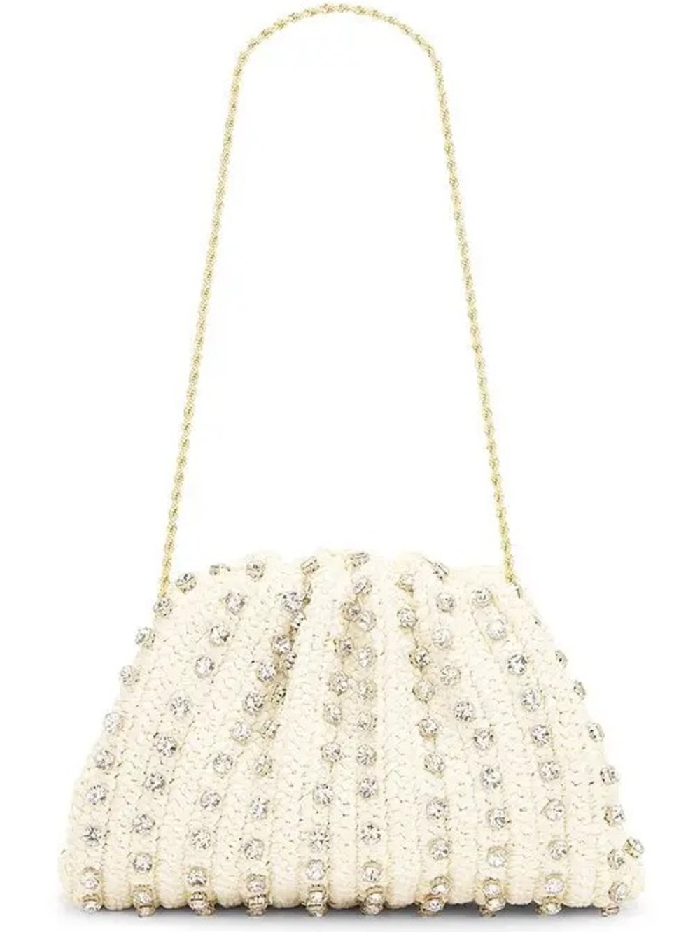 Loeffler Randall Cream Beaded Chain Shoulder Bag